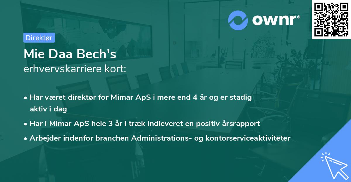 Mie Daa Bech's erhvervskarriere kort