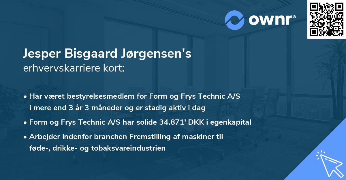 Jesper Bisgaard Jørgensen's erhvervskarriere kort