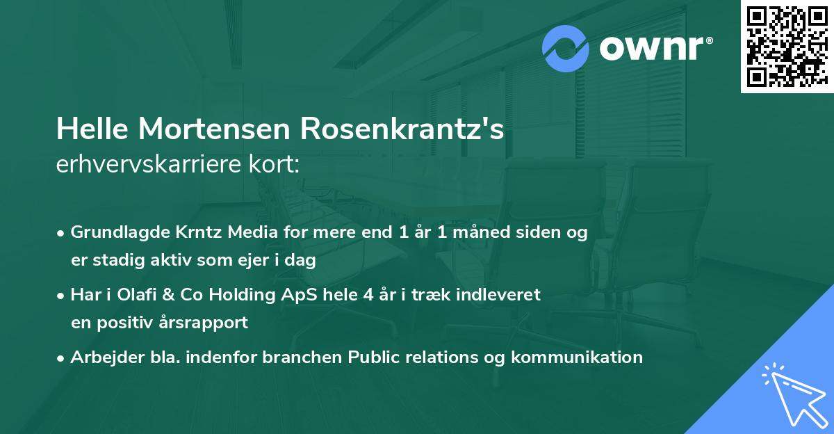 Helle Mortensen Rosenkrantz's erhvervskarriere kort