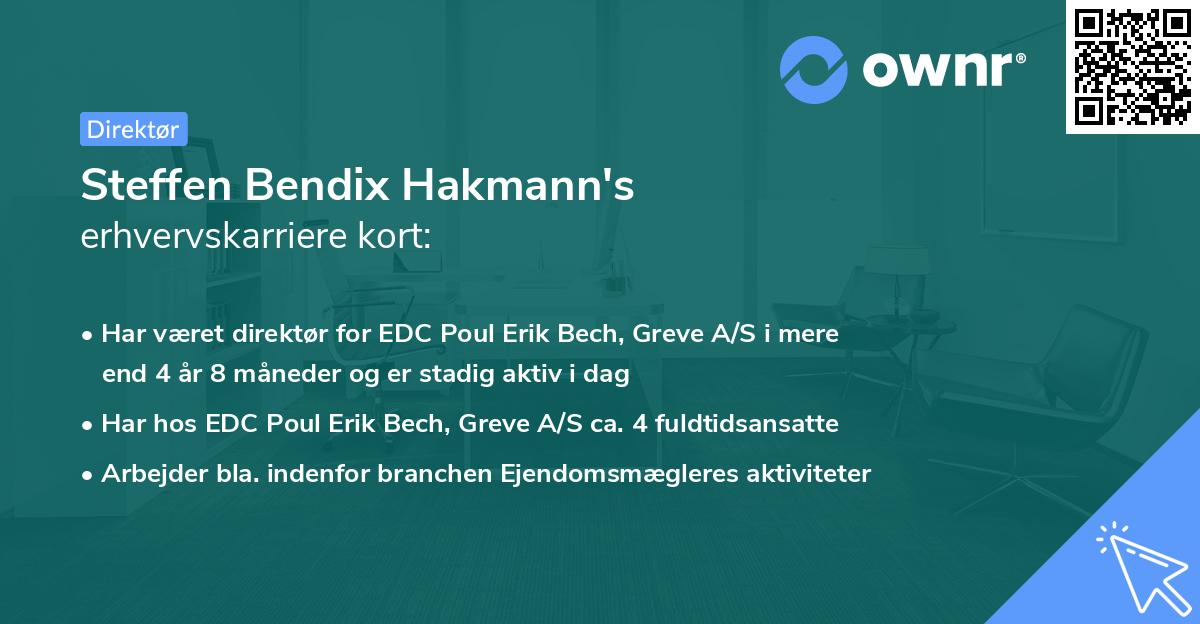 Steffen Bendix Hakmann's erhvervskarriere kort
