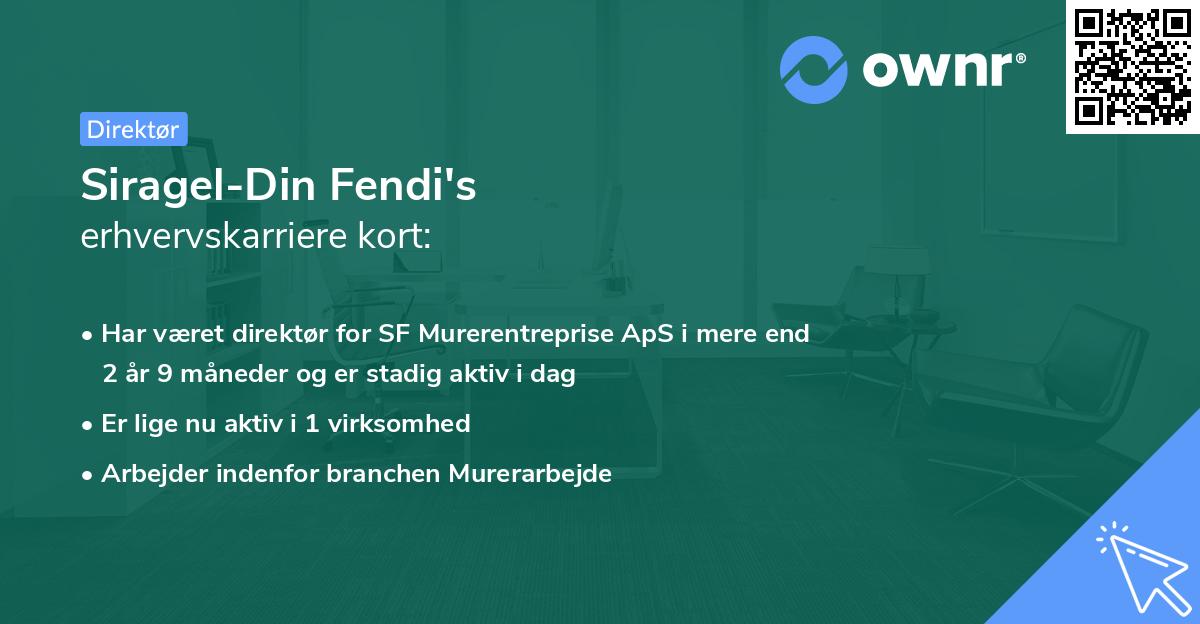 Siragel-Din Fendi's erhvervskarriere kort