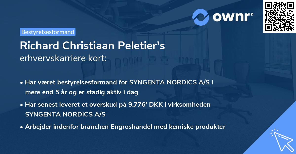Richard Christiaan Peletier's erhvervskarriere kort