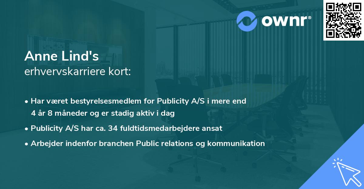 Anne Lind's erhvervskarriere kort