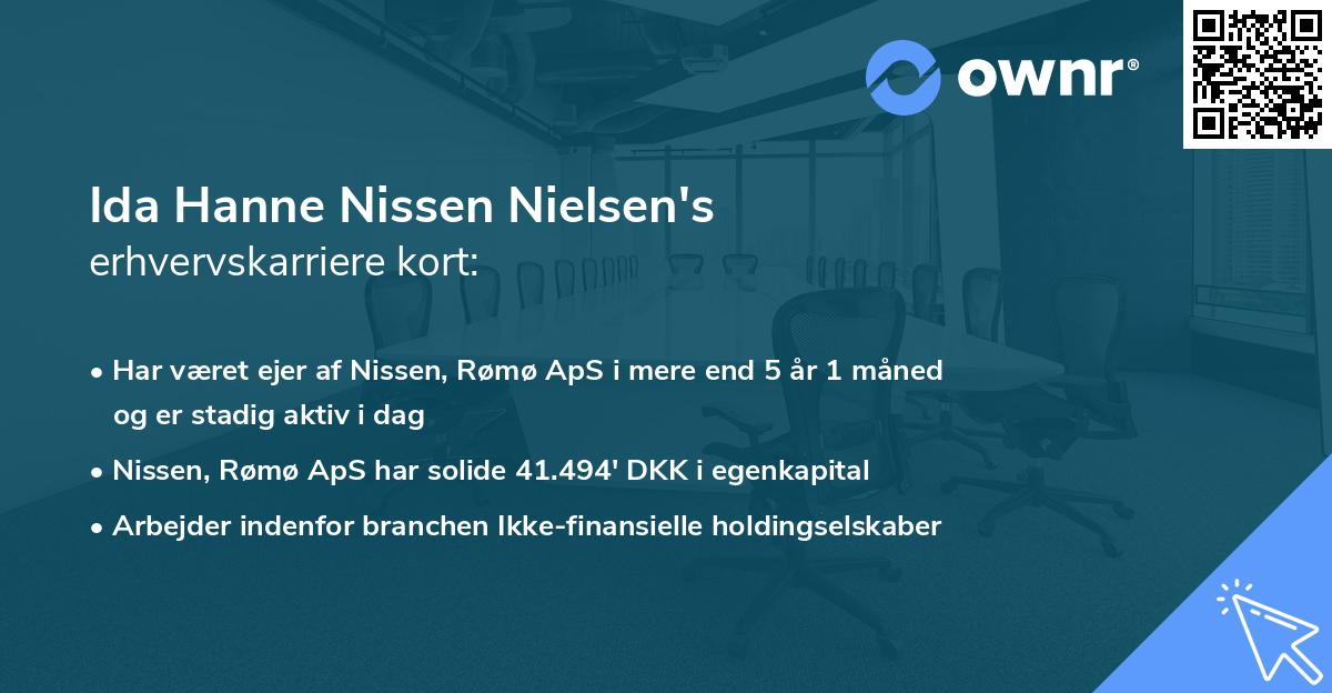 Ida Hanne Nissen Nielsen's erhvervskarriere kort