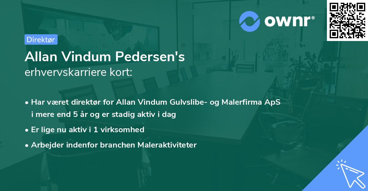 Allan Vindum Pedersen's erhvervskarriere kort