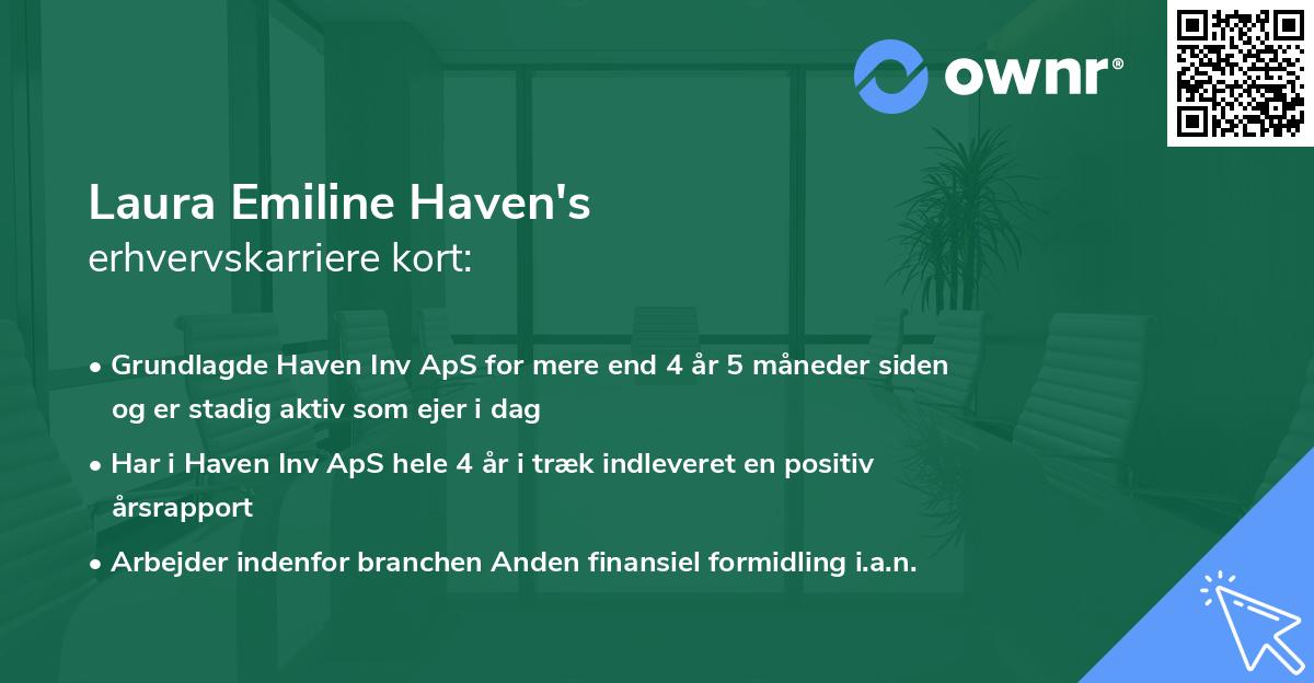 Laura Emiline Haven's erhvervskarriere kort