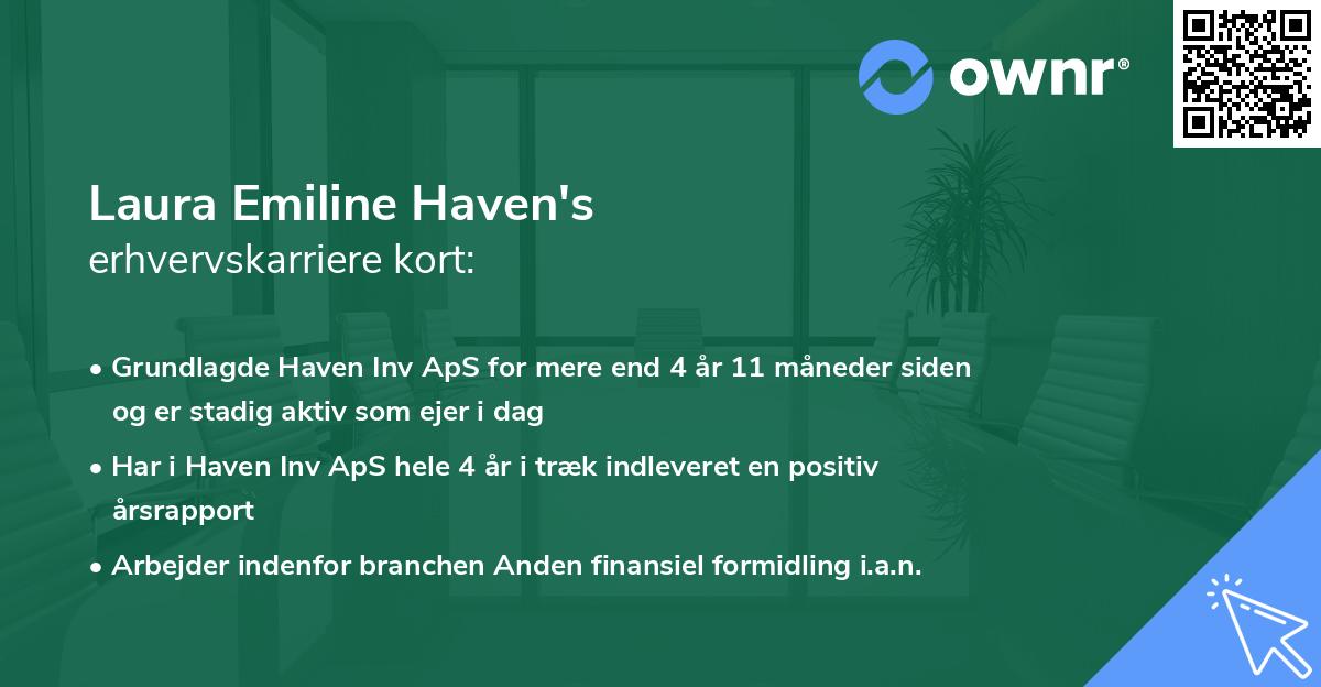 Laura Emiline Haven's erhvervskarriere kort