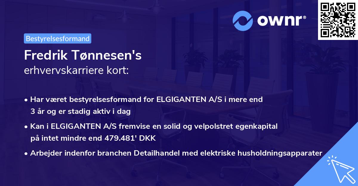Fredrik Tønnesen's erhvervskarriere kort