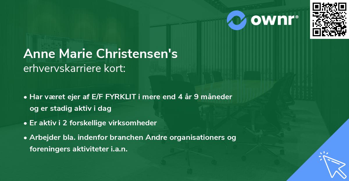Anne Marie Christensen's erhvervskarriere kort