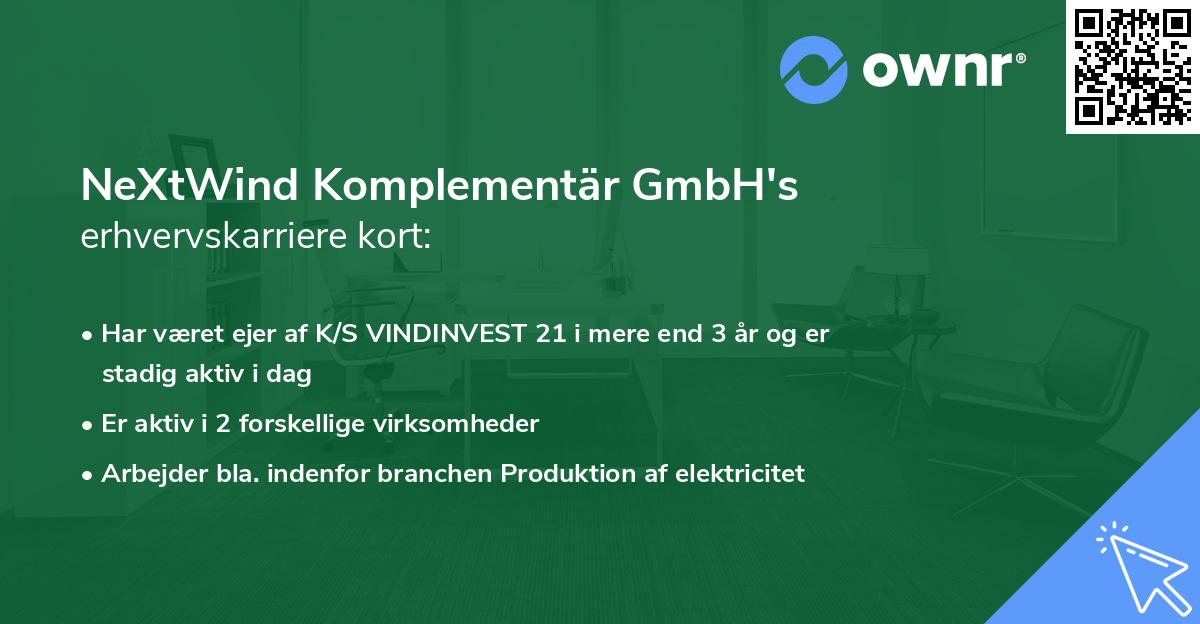 NeXtWind Komplementär GmbH's erhvervskarriere kort