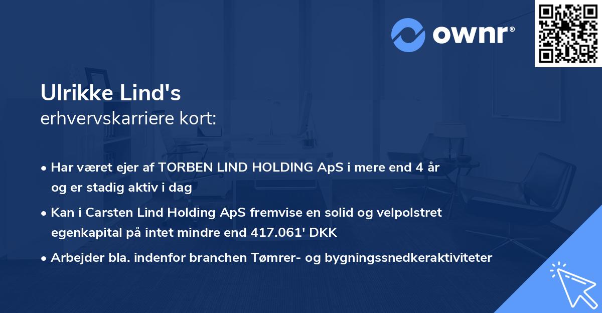 Ulrikke Lind's erhvervskarriere kort