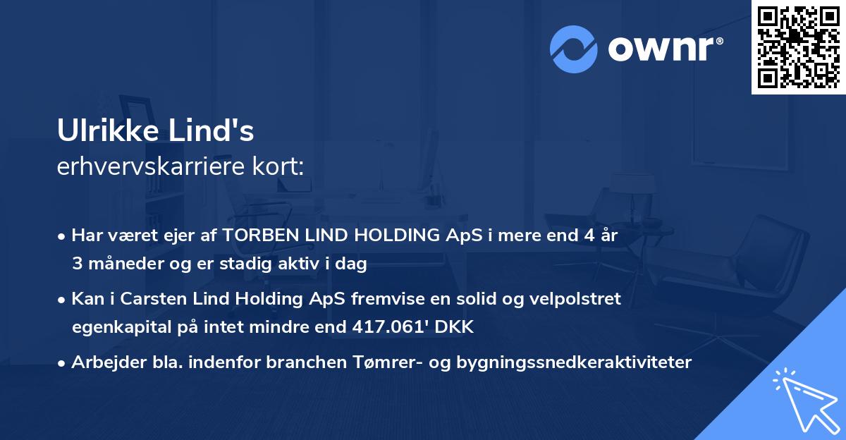 Ulrikke Lind's erhvervskarriere kort