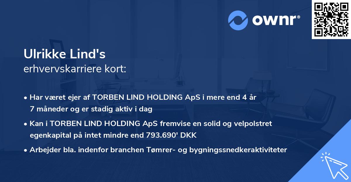 Ulrikke Lind's erhvervskarriere kort