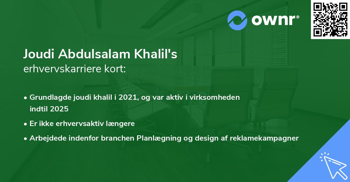 Joudi Abdulsalam Khalil's erhvervskarriere kort
