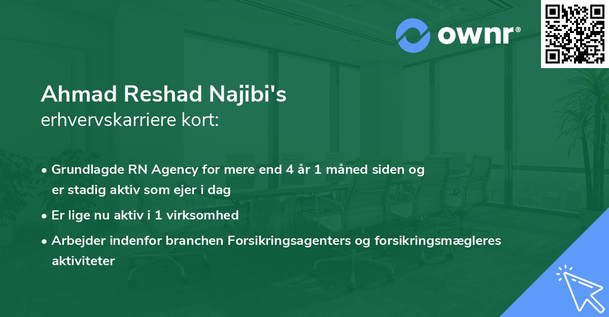 Ahmad Reshad Najibi's erhvervskarriere kort