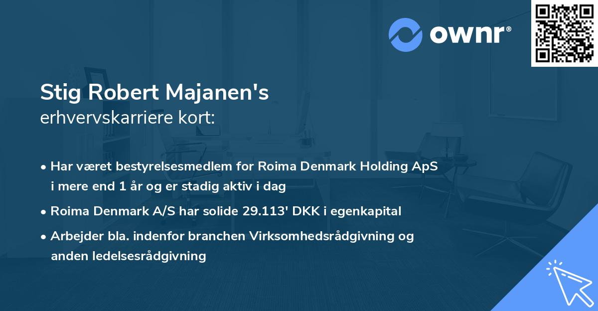 Stig Robert Majanen's erhvervskarriere kort