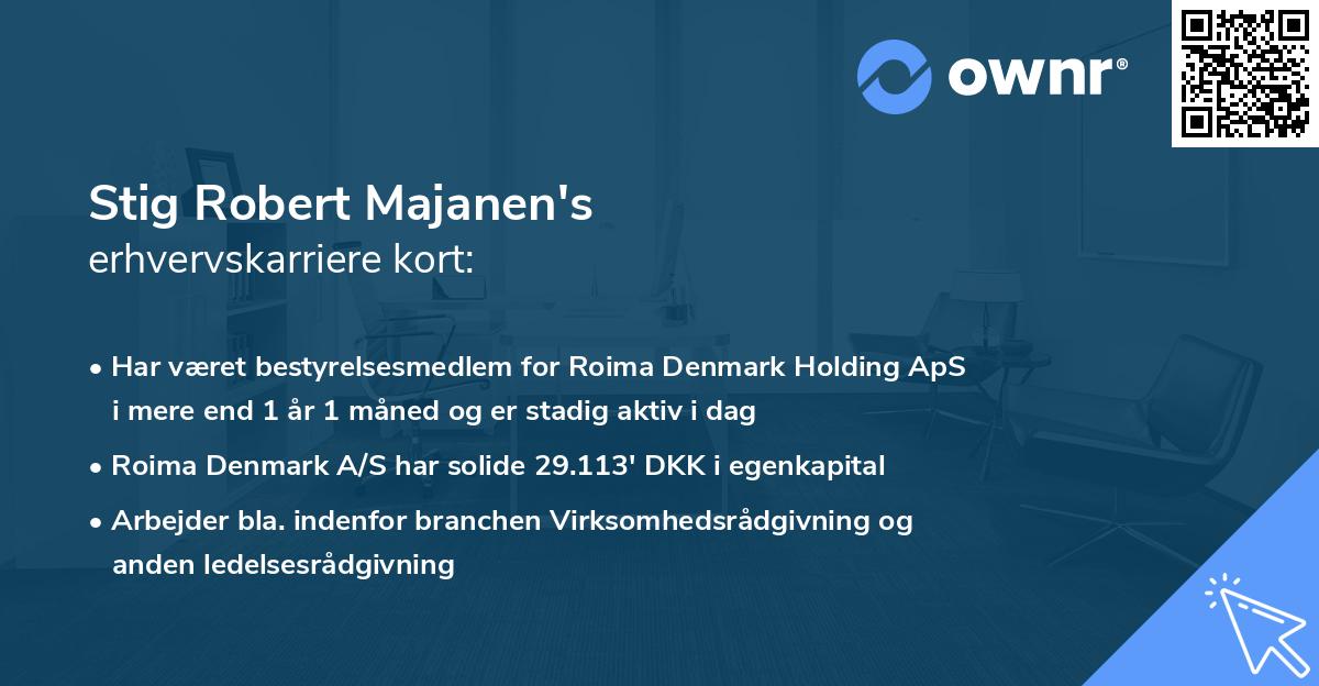 Stig Robert Majanen's erhvervskarriere kort