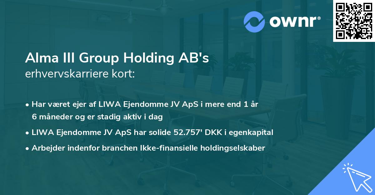 Alma III Group Holding AB's erhvervskarriere kort