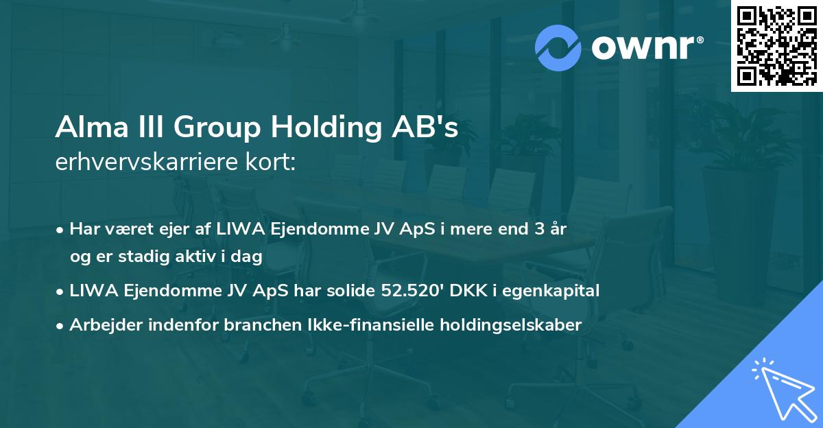 Alma III Group Holding AB's erhvervskarriere kort