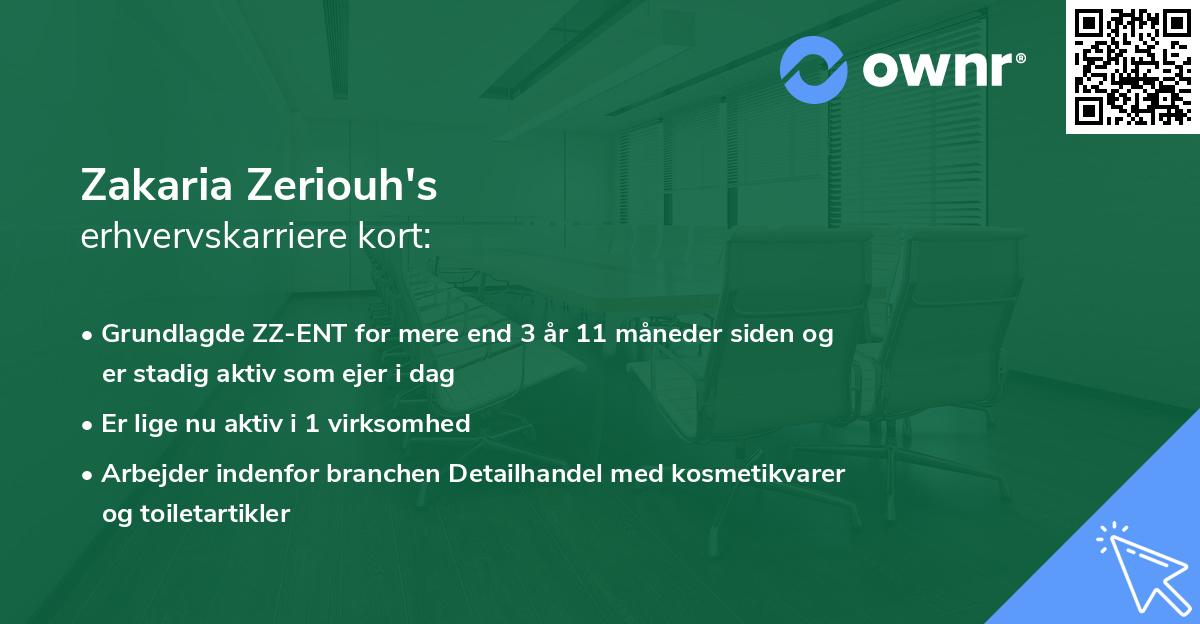 Zakaria Zeriouh's erhvervskarriere kort