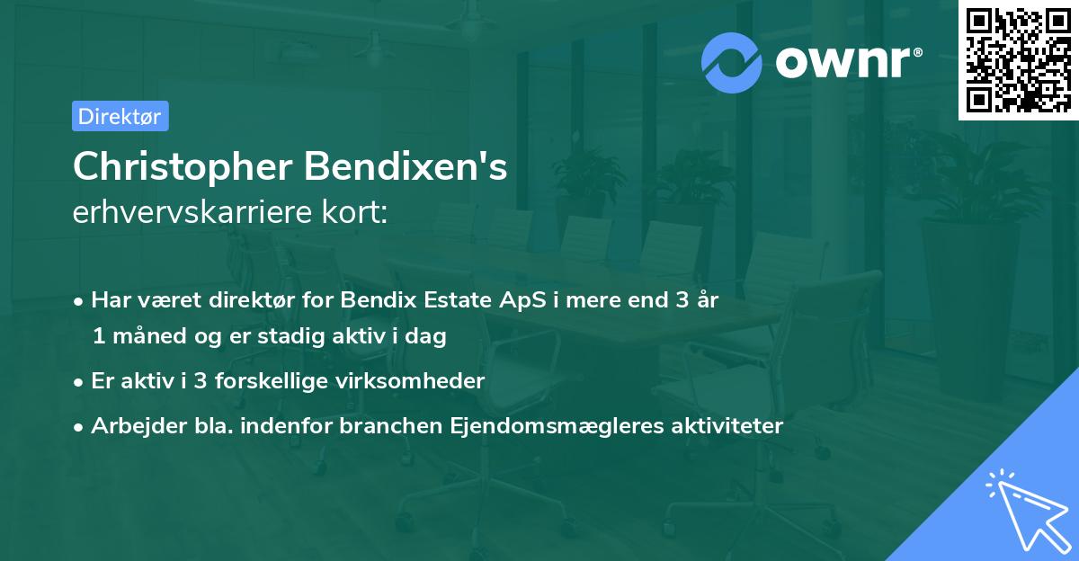 Christopher Bendixen's erhvervskarriere kort