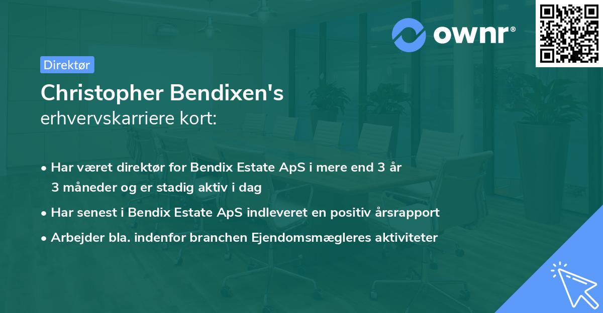 Christopher Bendixen's erhvervskarriere kort