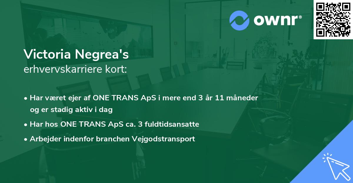 Victoria Negrea's erhvervskarriere kort