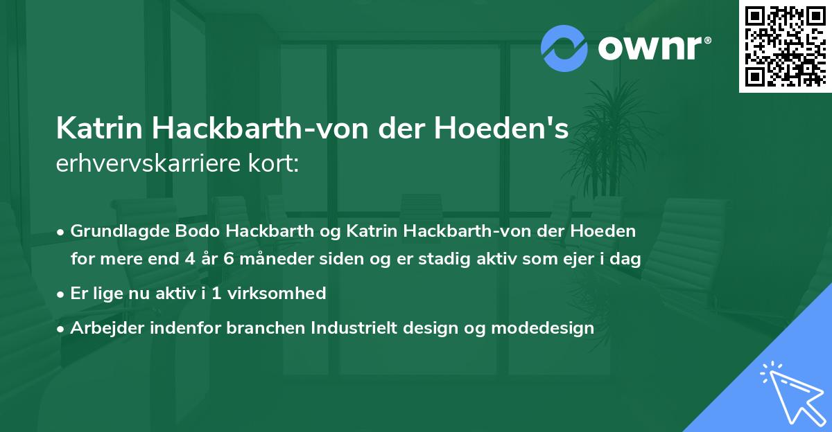 Katrin Hackbarth-von der Hoeden's erhvervskarriere kort