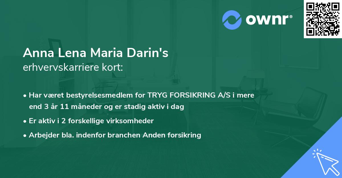 Anna Lena Maria Darin's erhvervskarriere kort