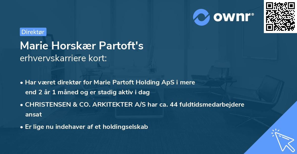 Marie Horskær Partoft's erhvervskarriere kort