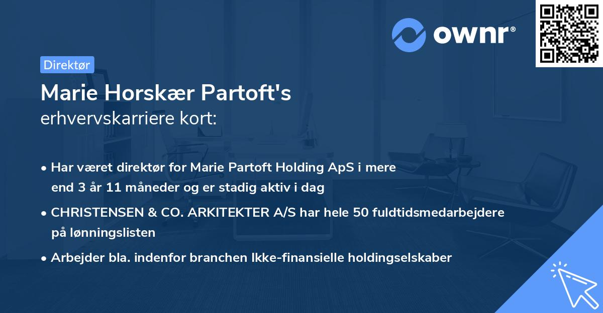 Marie Horskær Partoft's erhvervskarriere kort