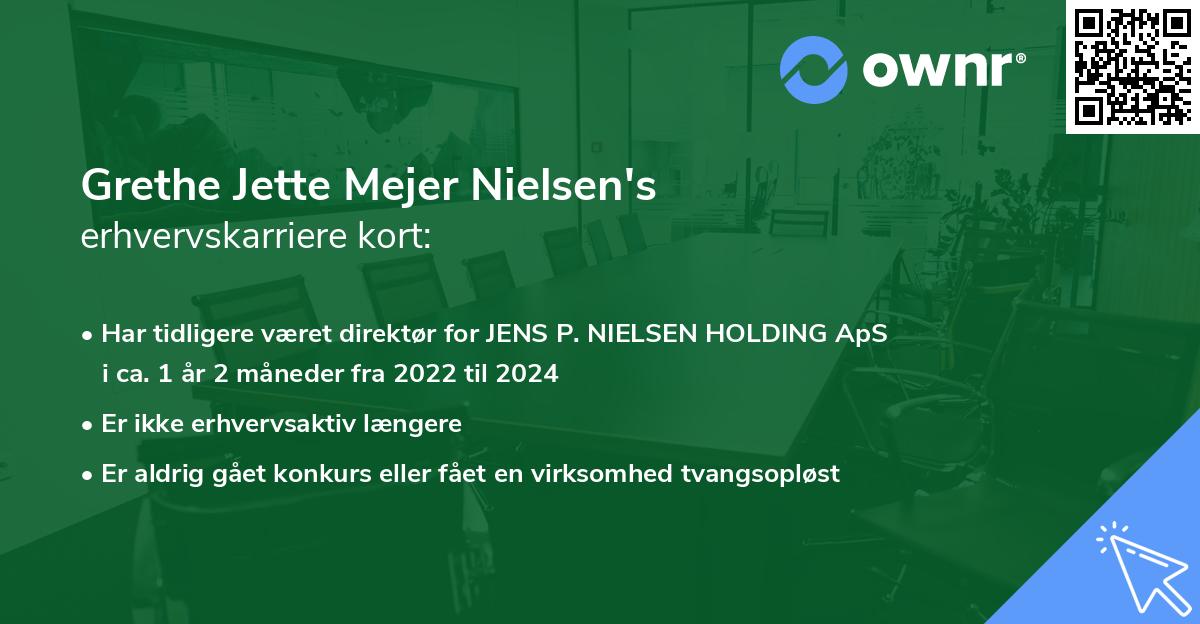 Grethe Jette Mejer Nielsen's erhvervskarriere kort