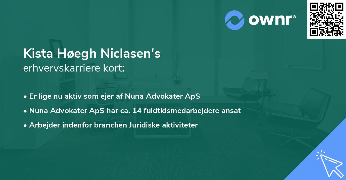 Kista Høegh Niclasen's erhvervskarriere kort