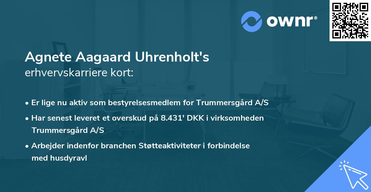 Agnete Aagaard Uhrenholt's erhvervskarriere kort