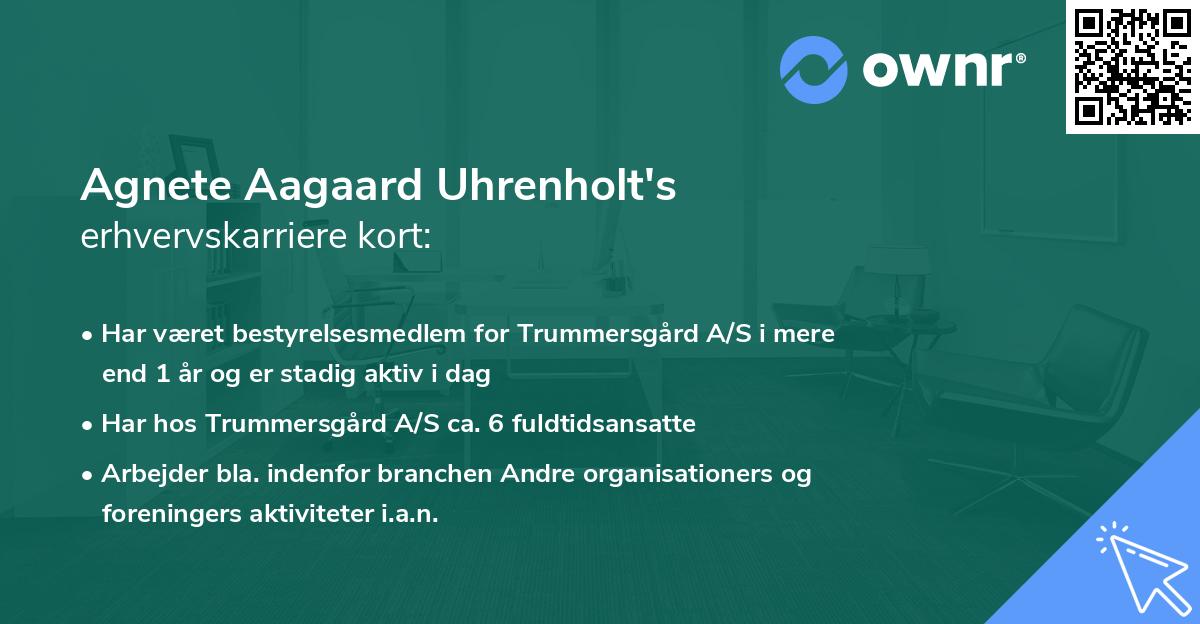 Agnete Aagaard Uhrenholt's erhvervskarriere kort