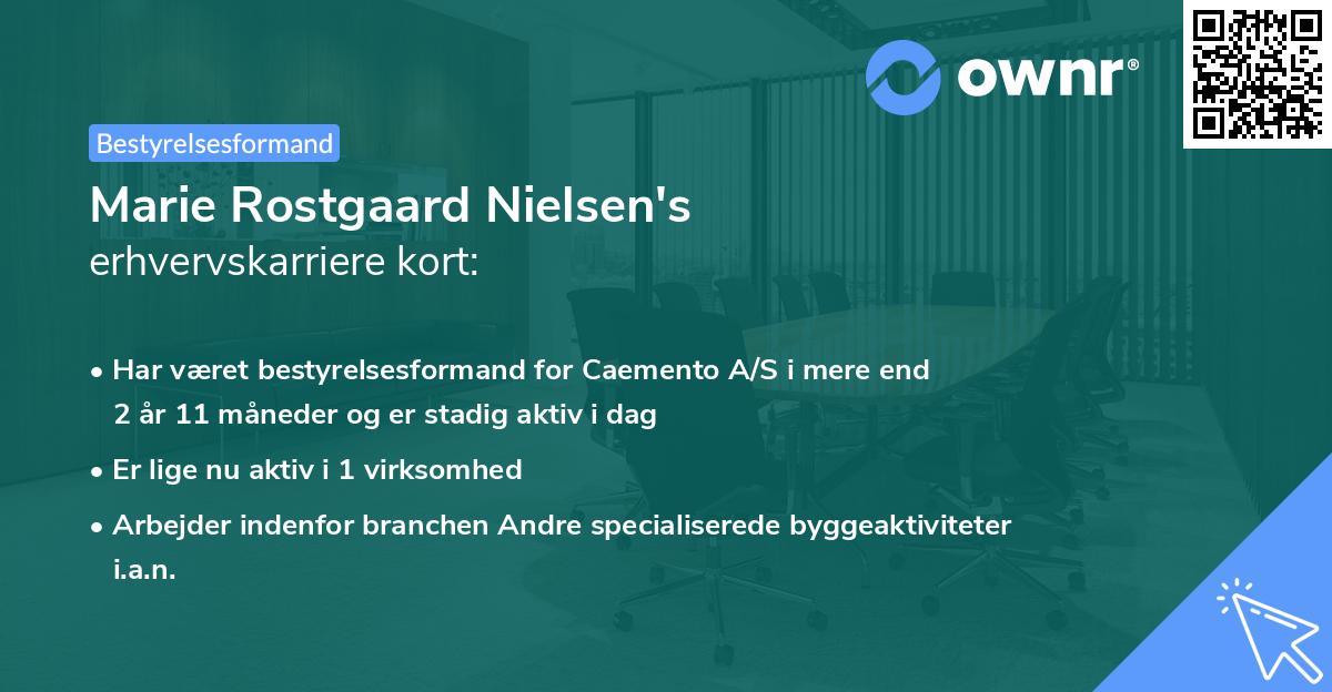 Marie Rostgaard Nielsen's erhvervskarriere kort