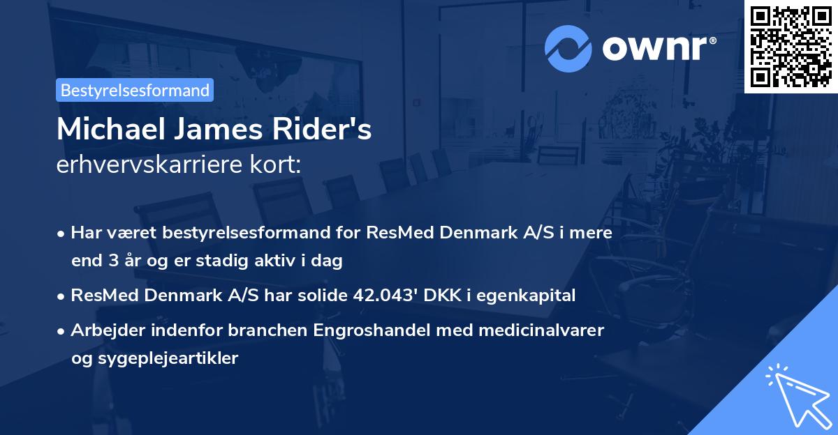 Michael James Rider's erhvervskarriere kort