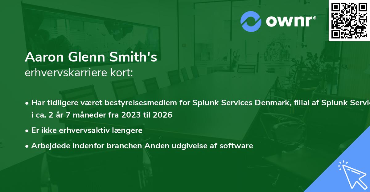 Aaron Glenn Smith's erhvervskarriere kort