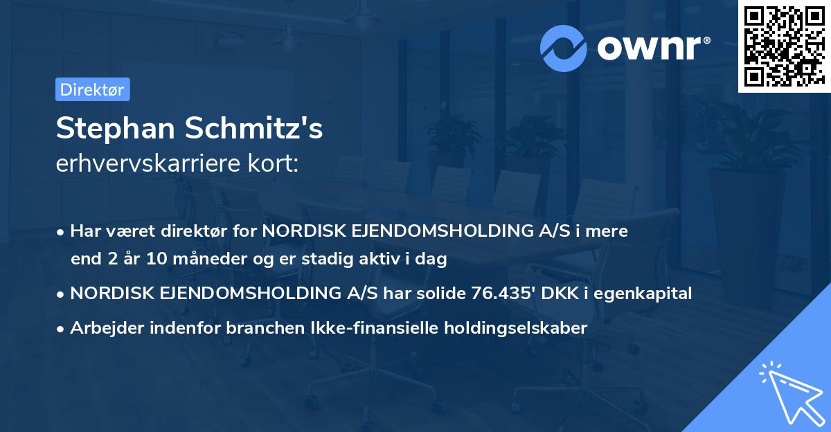Stephan Schmitz's erhvervskarriere kort