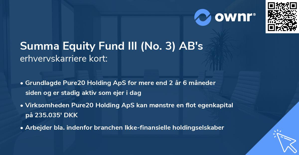 Summa Equity Fund III (No. 3) AB's erhvervskarriere kort