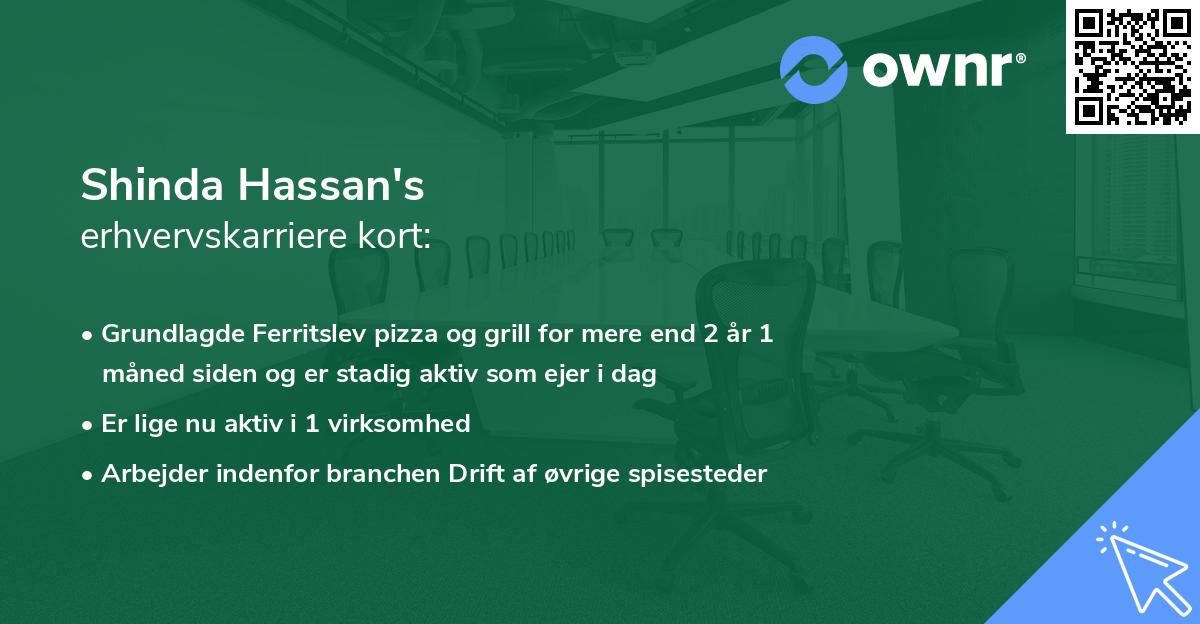 Shinda Hassan's erhvervskarriere kort