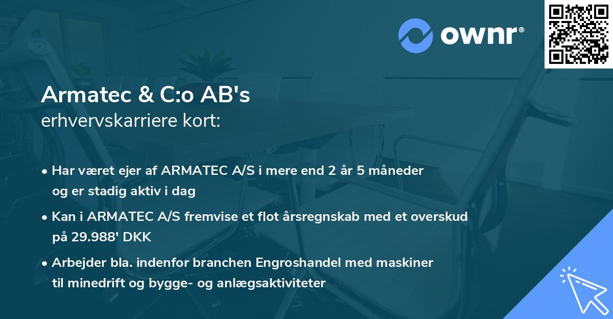 Armatec & C:o AB's erhvervskarriere kort