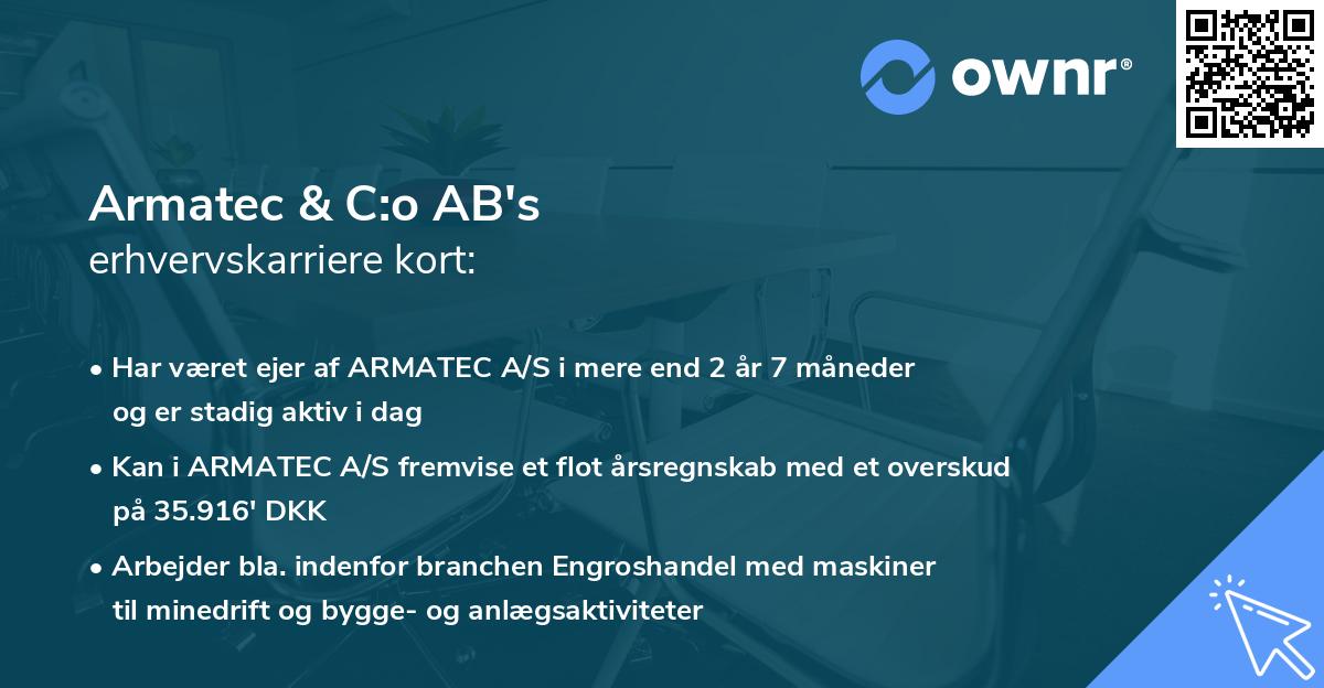 Armatec & C:o AB's erhvervskarriere kort