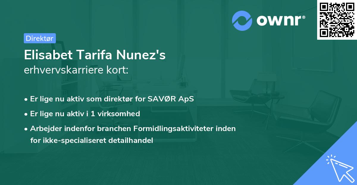 Elisabet Tarifa Nunez's erhvervskarriere kort