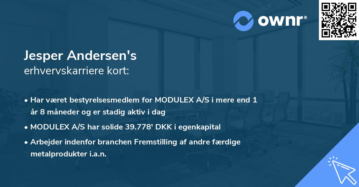 Jesper Andersen's erhvervskarriere kort