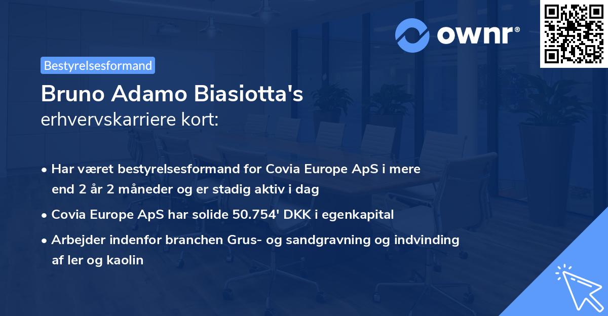 Bruno Adamo Biasiotta's erhvervskarriere kort