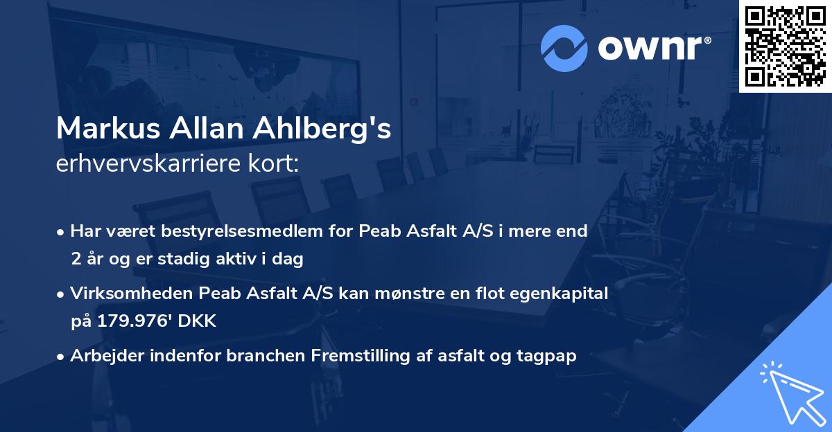 Markus Allan Ahlberg's erhvervskarriere kort