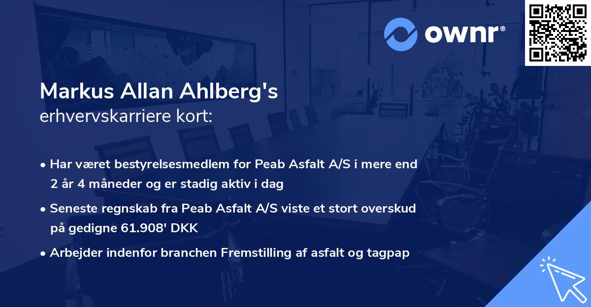 Markus Allan Ahlberg's erhvervskarriere kort
