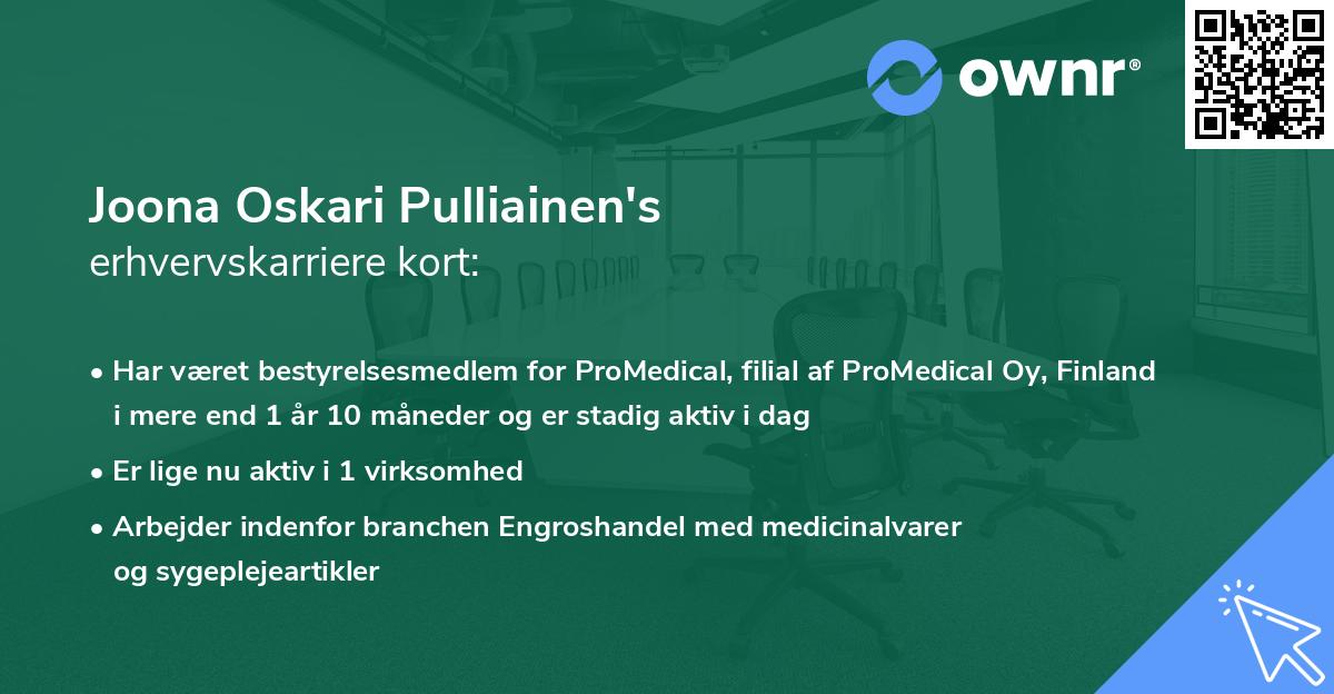 Joona Oskari Pulliainen's erhvervskarriere kort