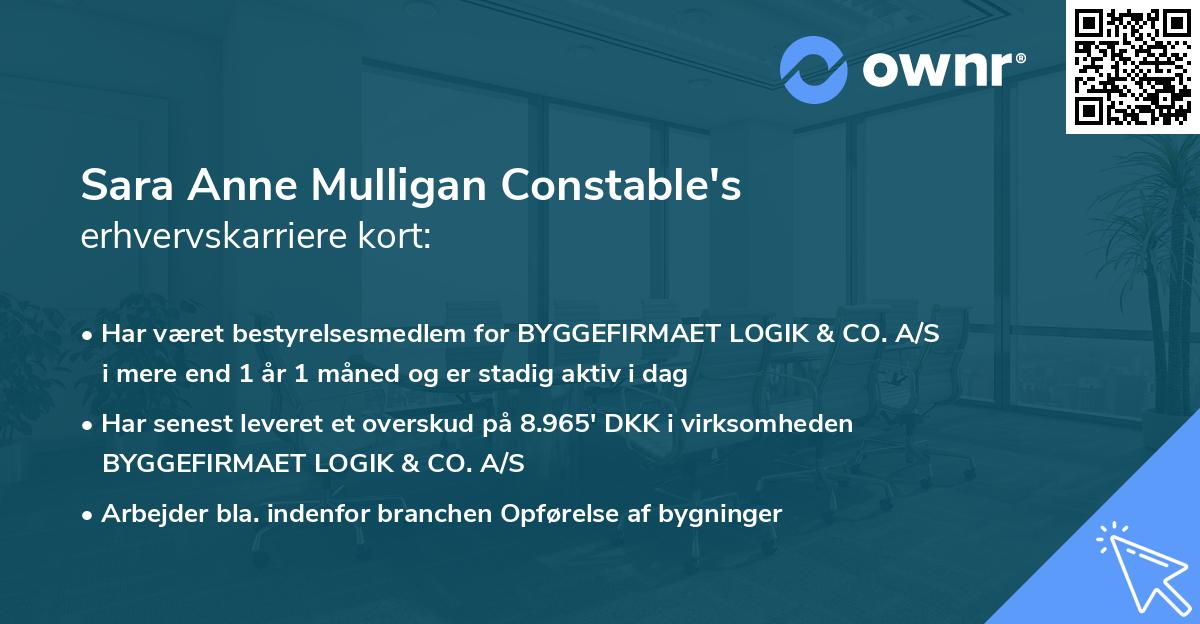 Sara Anne Mulligan Constable's erhvervskarriere kort